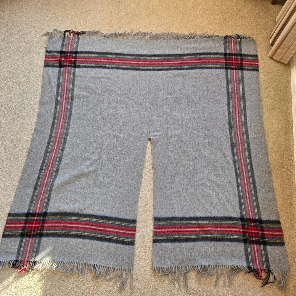 NEW Subtle Luxury 100% Wool Tartan Plaid Wrap Cape